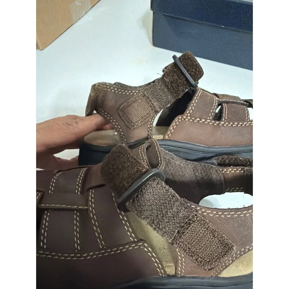 Tommy Hilfiger Boys Brown Fisherman Sandals Lug Sole Flag Logo Size 12M